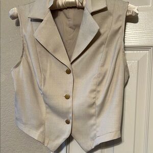 Cream Tailored Fitted Vest Jacket & Pants  Set